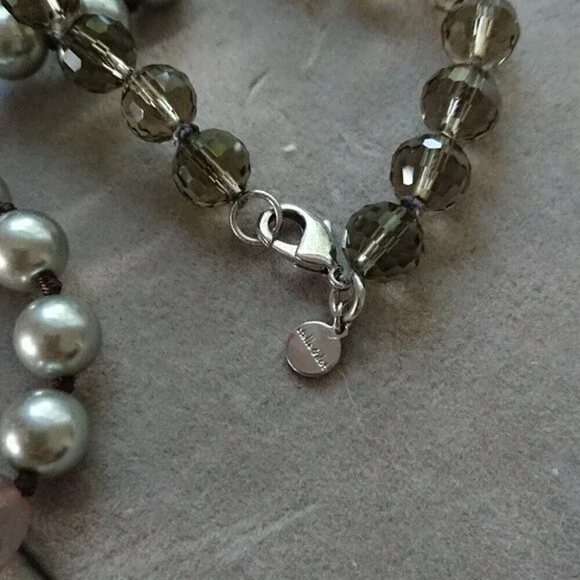 Stella & Dot glass, faux pearls Necklace